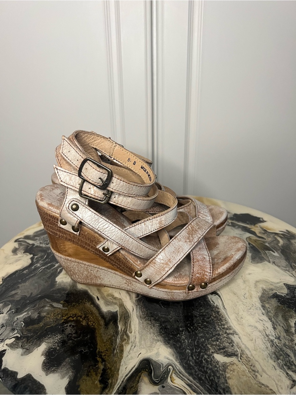 Bed Stu Juliana Leather Platform Wedge Sandals - Picture 6 of 11